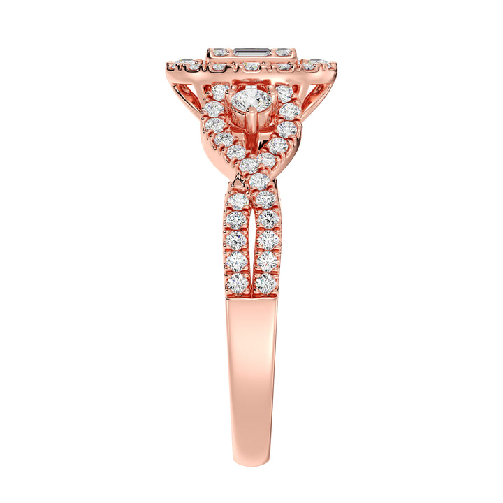 0.67CTTW Round EF-VS Lab-Grown Diamond Oval Cluster Engagement Ring in 18K Rose Gold