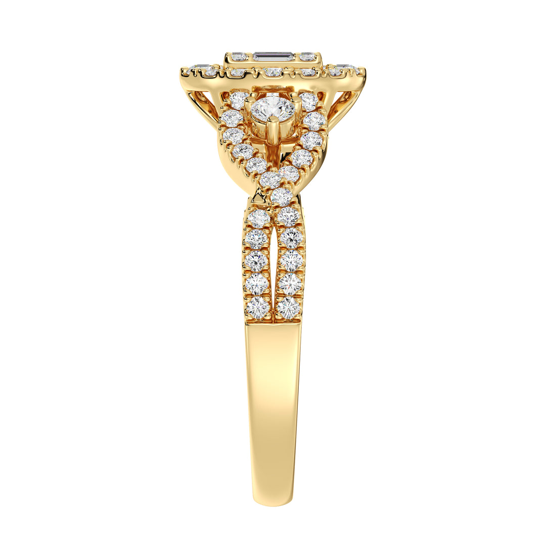 0.67CTTW Round EF-VS Lab-Grown Diamond Oval Cluster Engagement Ring in 18K Yellow Gold