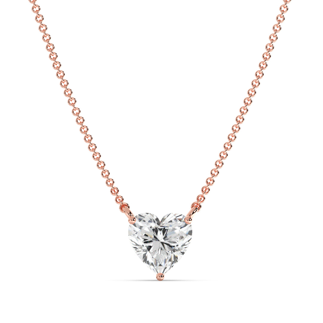 2.00 Carat Heart-Shaped Lab Grown Diamond Solitaire Pendant Necklace in 18K Rose Gold