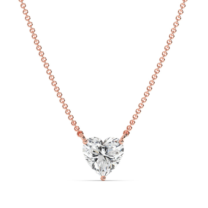 2.00 Carat Heart-Shaped Lab Grown Diamond Solitaire Pendant Necklace in 18K Rose Gold