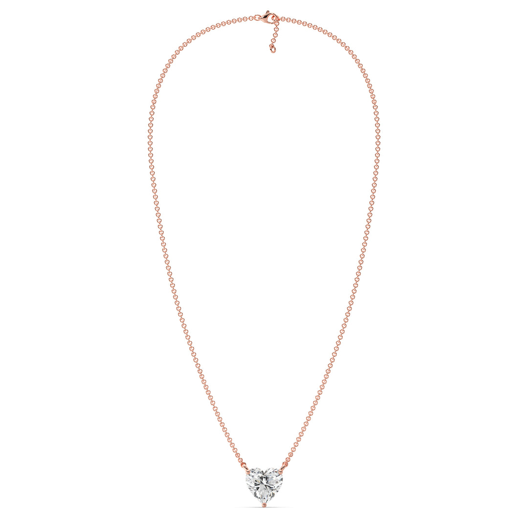 2.00 Carat Heart-Shaped Lab Grown Diamond Solitaire Pendant Necklace in 18K Rose Gold