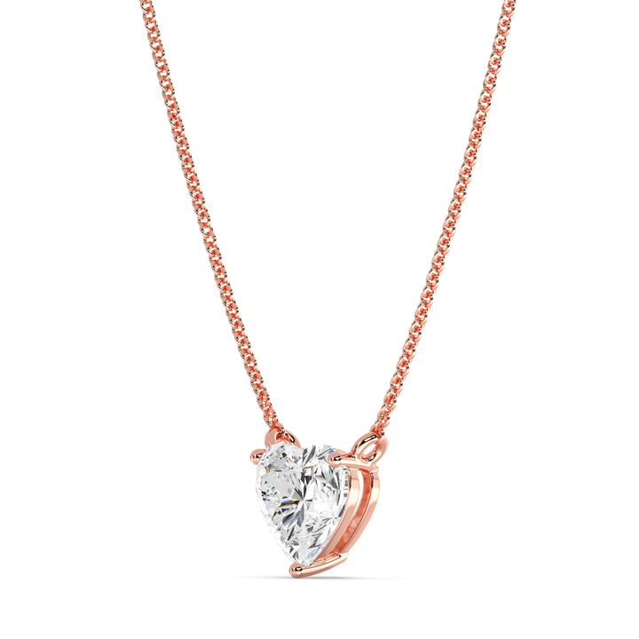 2.00 Carat Heart-Shaped Lab Grown Diamond Solitaire Pendant Necklace in 18K Rose Gold