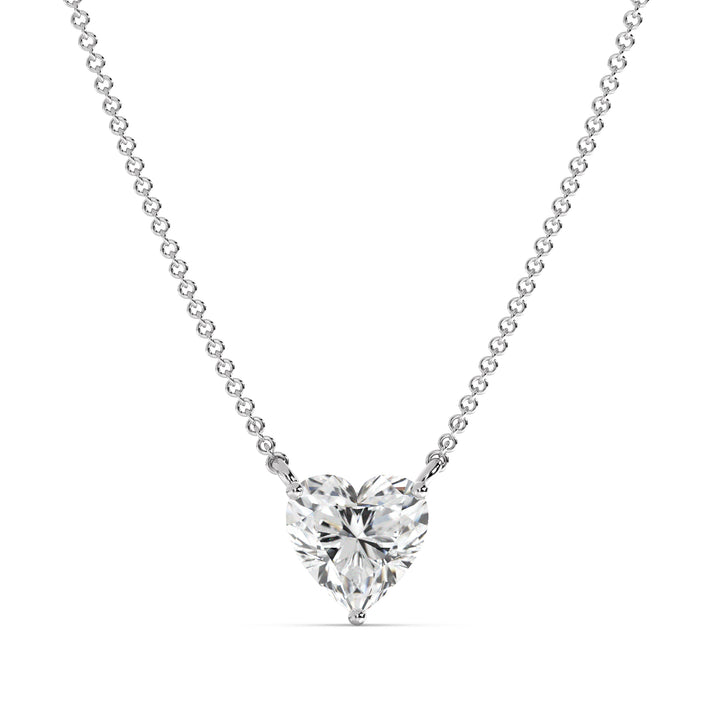 2.00 Carat Heart-Shaped Lab Grown Diamond Solitaire Pendant Necklace in 18K White Gold