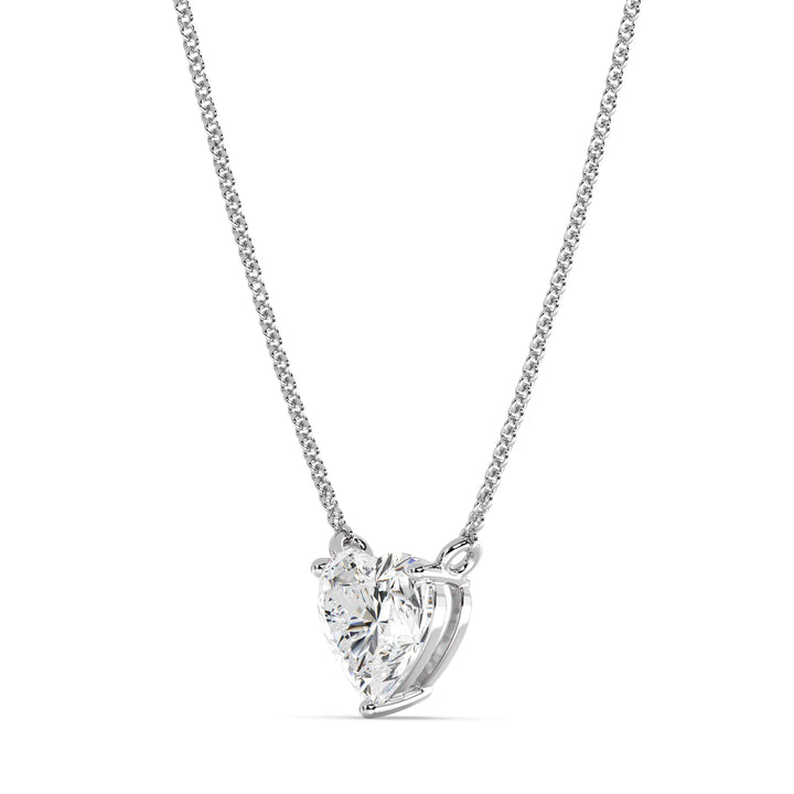 2.00 Carat Heart-Shaped Lab Grown Diamond Solitaire Pendant Necklace in 18K White Gold