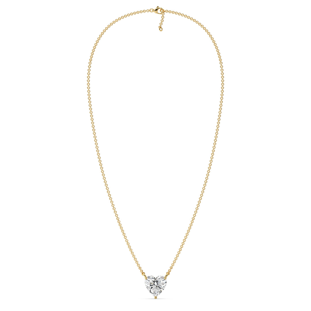 2.00 Carat Heart-Shaped Lab Grown Diamond Solitaire Pendant Necklace in 18K Yellow Gold