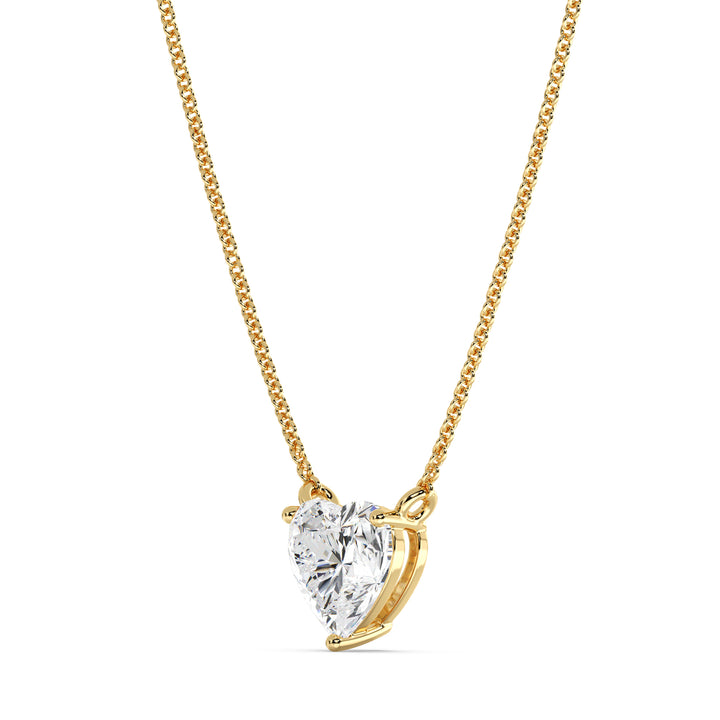 2.00 Carat Heart-Shaped Lab Grown Diamond Solitaire Pendant Necklace in 18K Yellow Gold