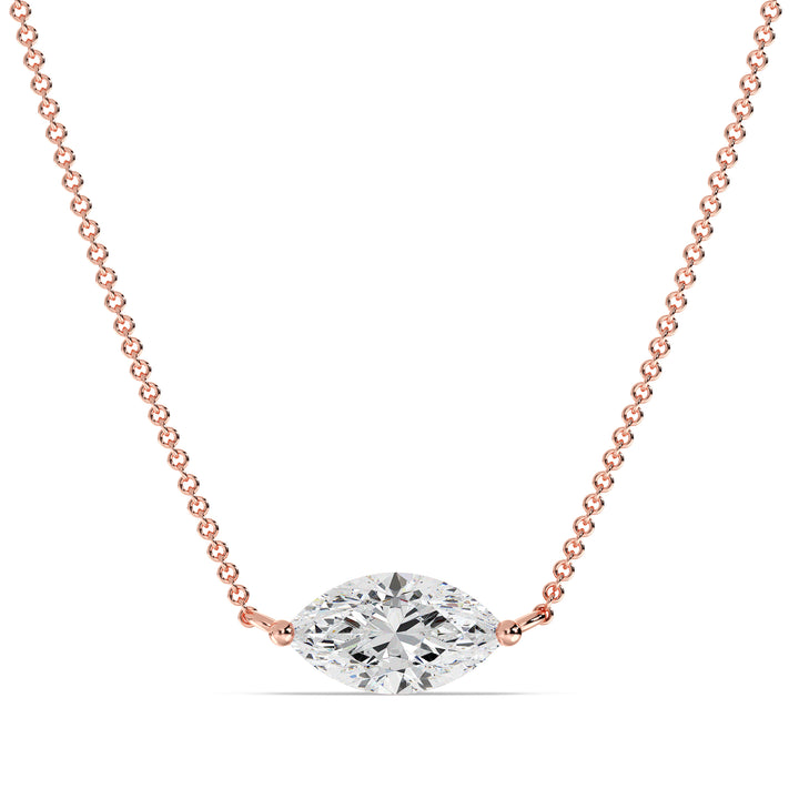 2.00 Carat Lab-Grown Marquise Diamond Solitaire Pendant Necklace in 18K Solid Gold