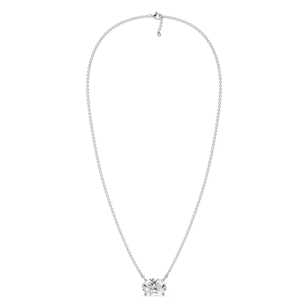 2.00 Carat Oval Lab-Grown Diamond Solitaire Necklace in 18K White Gold with IGI Certified E/VS Diamond in Prong Setting