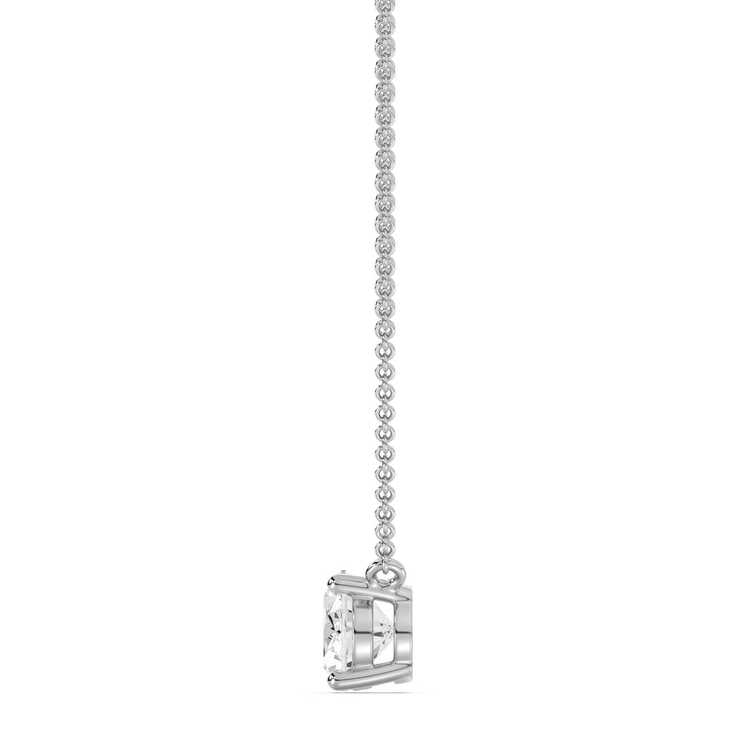 2.00 Carat Oval Lab-Grown Diamond Solitaire Necklace in 18K White Gold with IGI Certified E/VS Diamond in Prong Setting