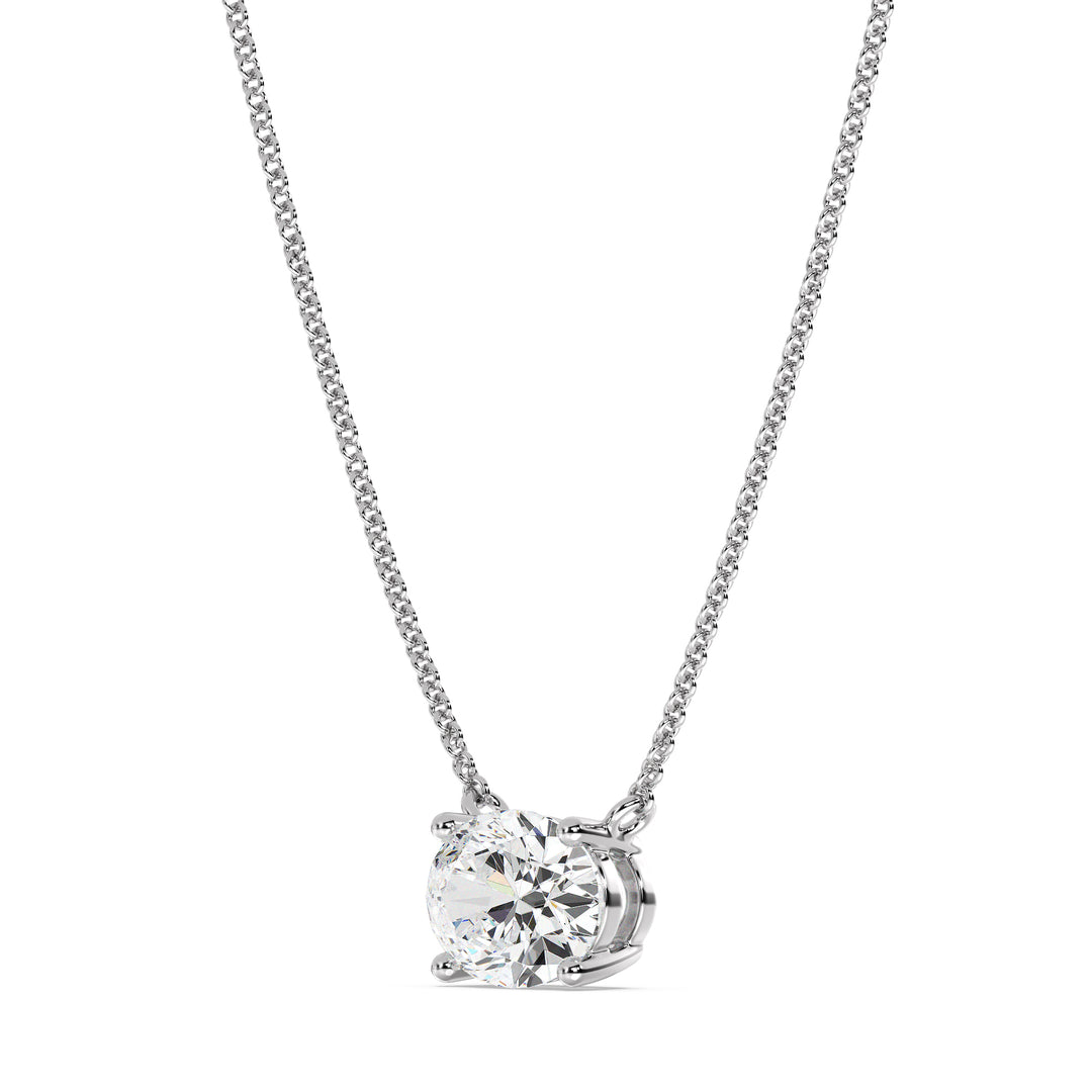 2.00 Carat Oval Lab-Grown Diamond Solitaire Necklace in 18K White Gold with IGI Certified E/VS Diamond in Prong Setting