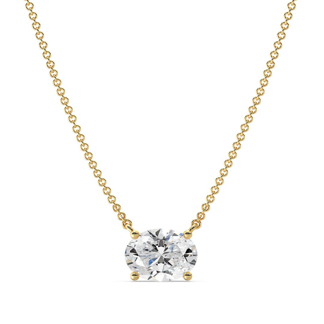 2.00 Carat Oval Lab-Grown Diamond Solitaire Necklace in 18K Yellow Gold with IGI Certified E/VS Diamond in Prong Setting