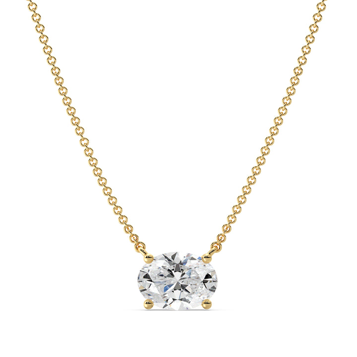 2.00 Carat Oval Lab-Grown Diamond Solitaire Necklace in 18K Yellow Gold with IGI Certified E/VS Diamond in Prong Setting