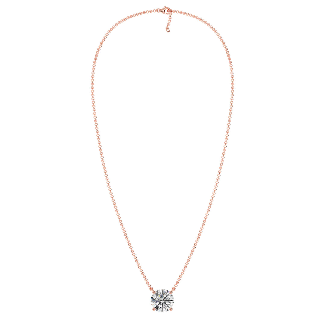 Collier avec diamant solitaire rond de 2,00 carats cultivé en laboratoire en or massif 18 carats