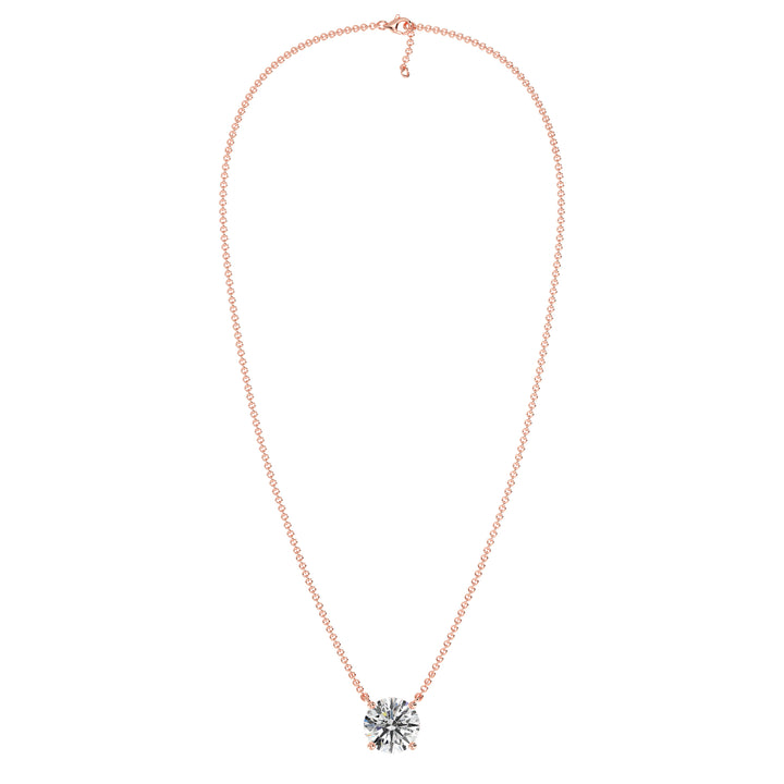 Collier avec diamant solitaire rond de 2,00 carats cultivé en laboratoire en or massif 18 carats