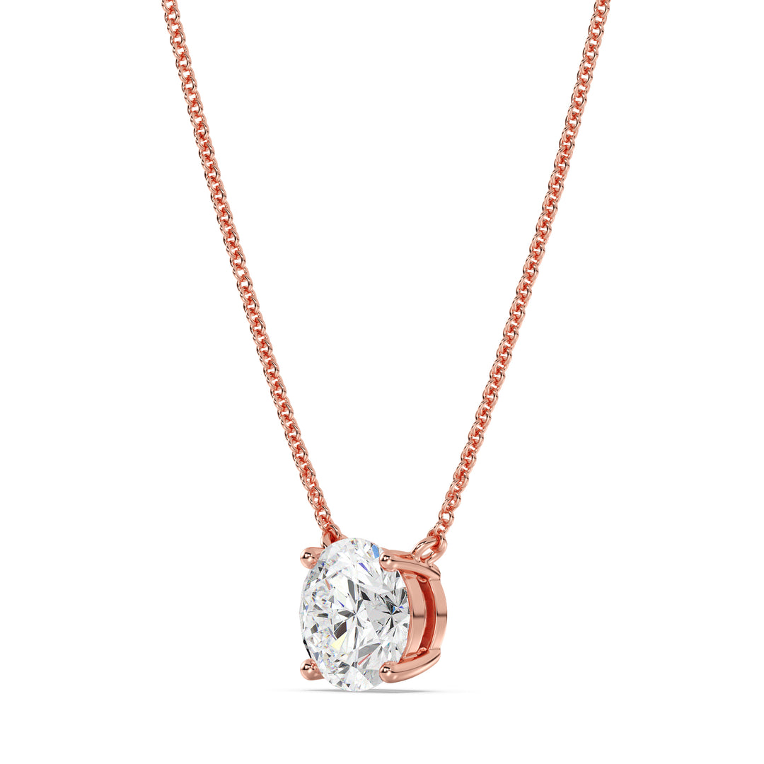 Collier avec diamant solitaire rond de 2,00 carats cultivé en laboratoire en or massif 18 carats