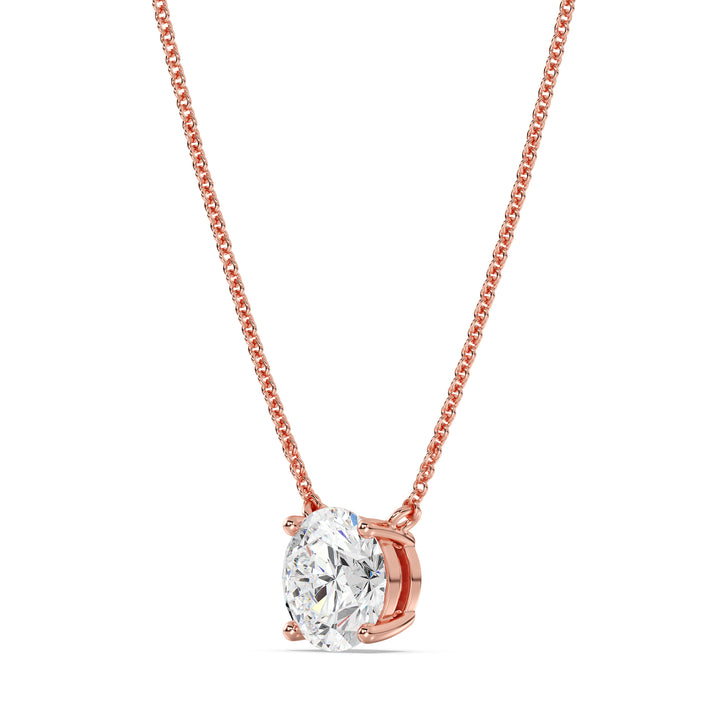 Collier avec diamant solitaire rond de 2,00 carats cultivé en laboratoire en or massif 18 carats