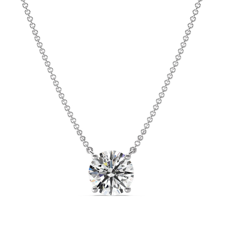 Collier avec diamant solitaire rond de 2,00 carats cultivé en laboratoire en or massif 18 carats