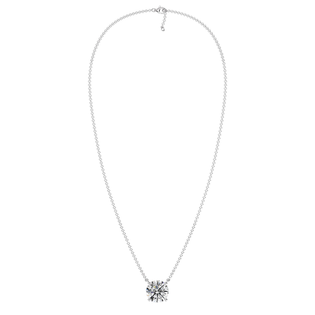 Collier avec diamant solitaire rond de 2,00 carats cultivé en laboratoire en or massif 18 carats