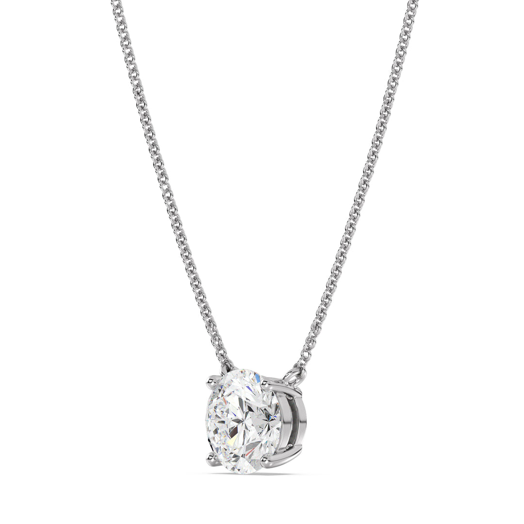 Collier avec diamant solitaire rond de 2,00 carats cultivé en laboratoire en or massif 18 carats