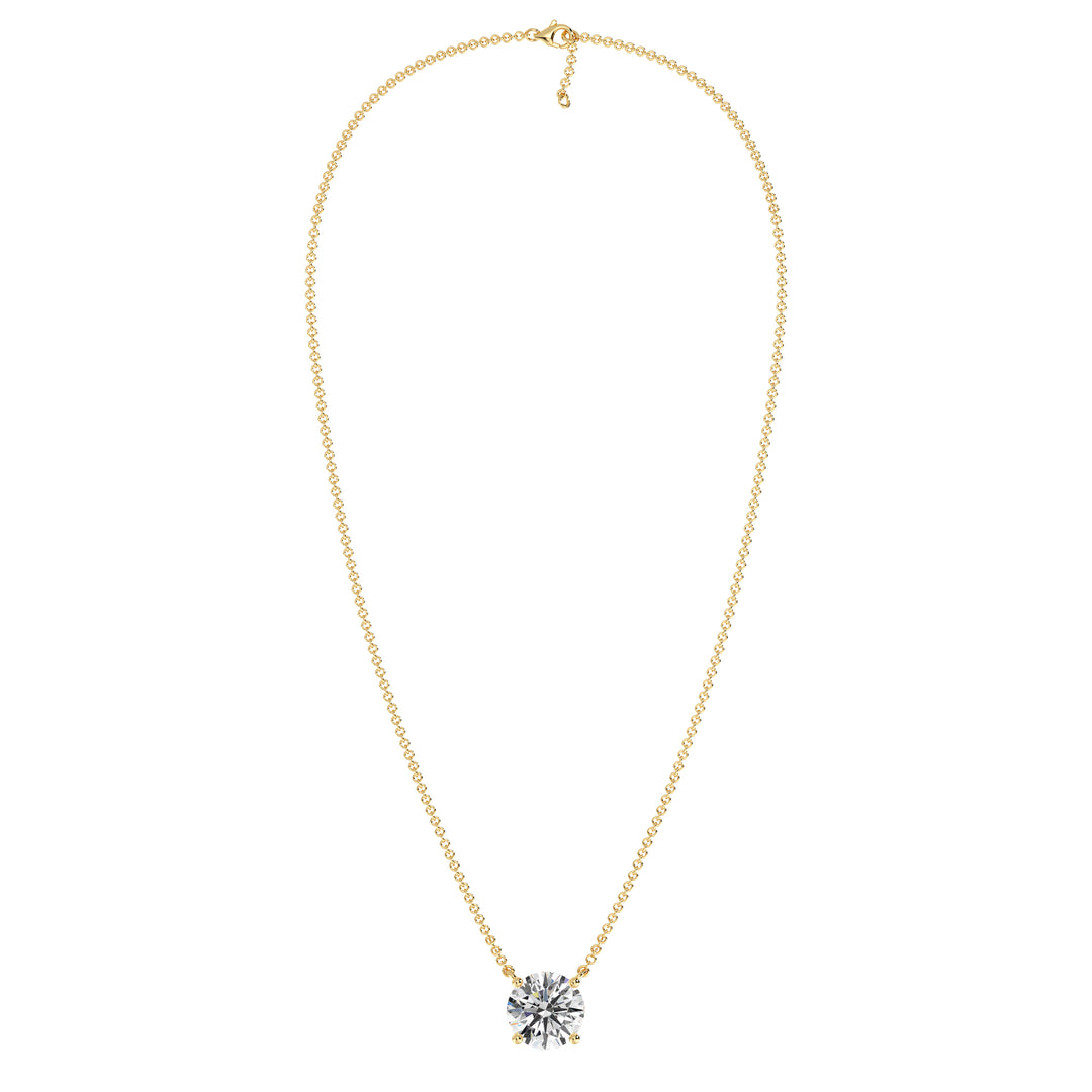 Collier avec diamant solitaire rond de 2,00 carats cultivé en laboratoire en or massif 18 carats