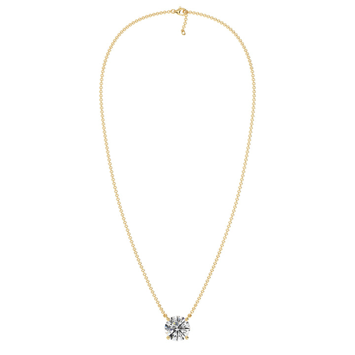 Collier avec diamant solitaire rond de 2,00 carats cultivé en laboratoire en or massif 18 carats