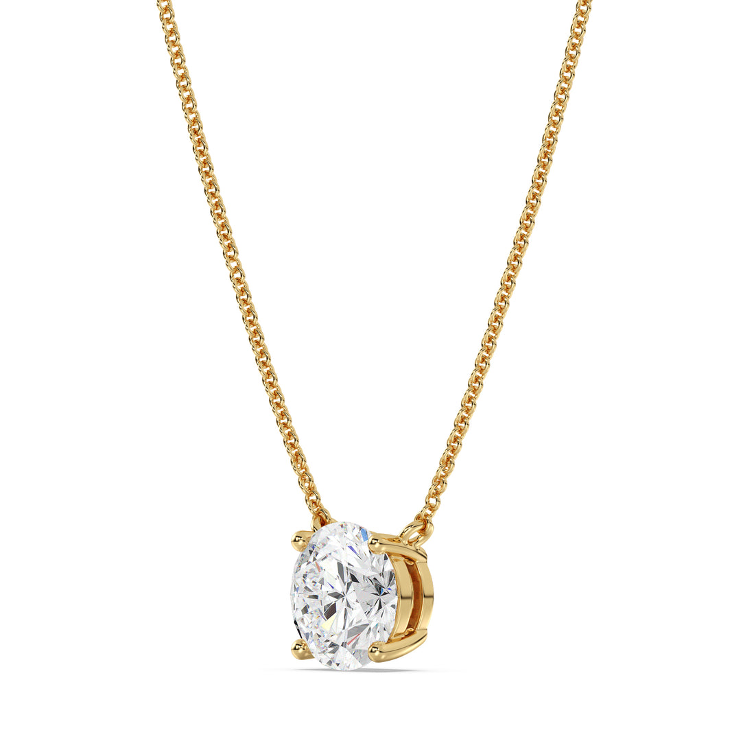 Collier avec diamant solitaire rond de 2,00 carats cultivé en laboratoire en or massif 18 carats