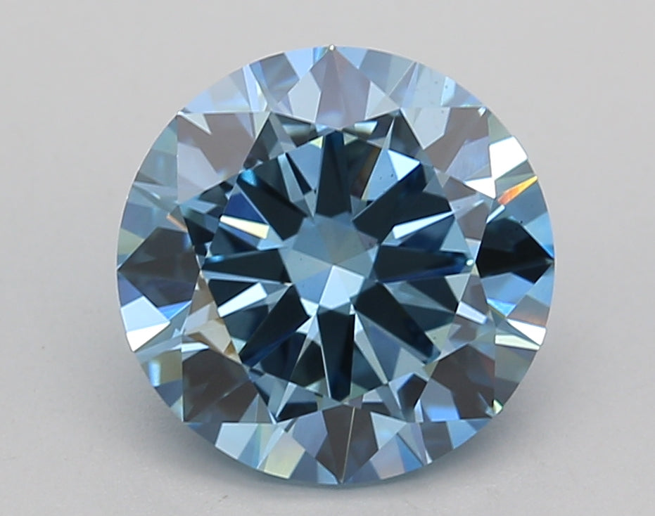 3.02 CT Round Cut Fancy Vivid Blue Lab Grown Diamond, IGI Certified