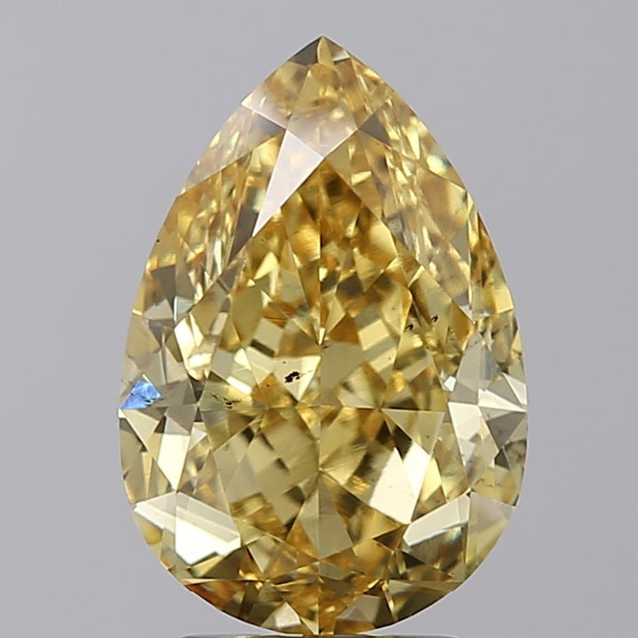 4.75 CT IGI Certified Pear Cut Lab-Grown Diamond in Fancy Vivid Yellow Color