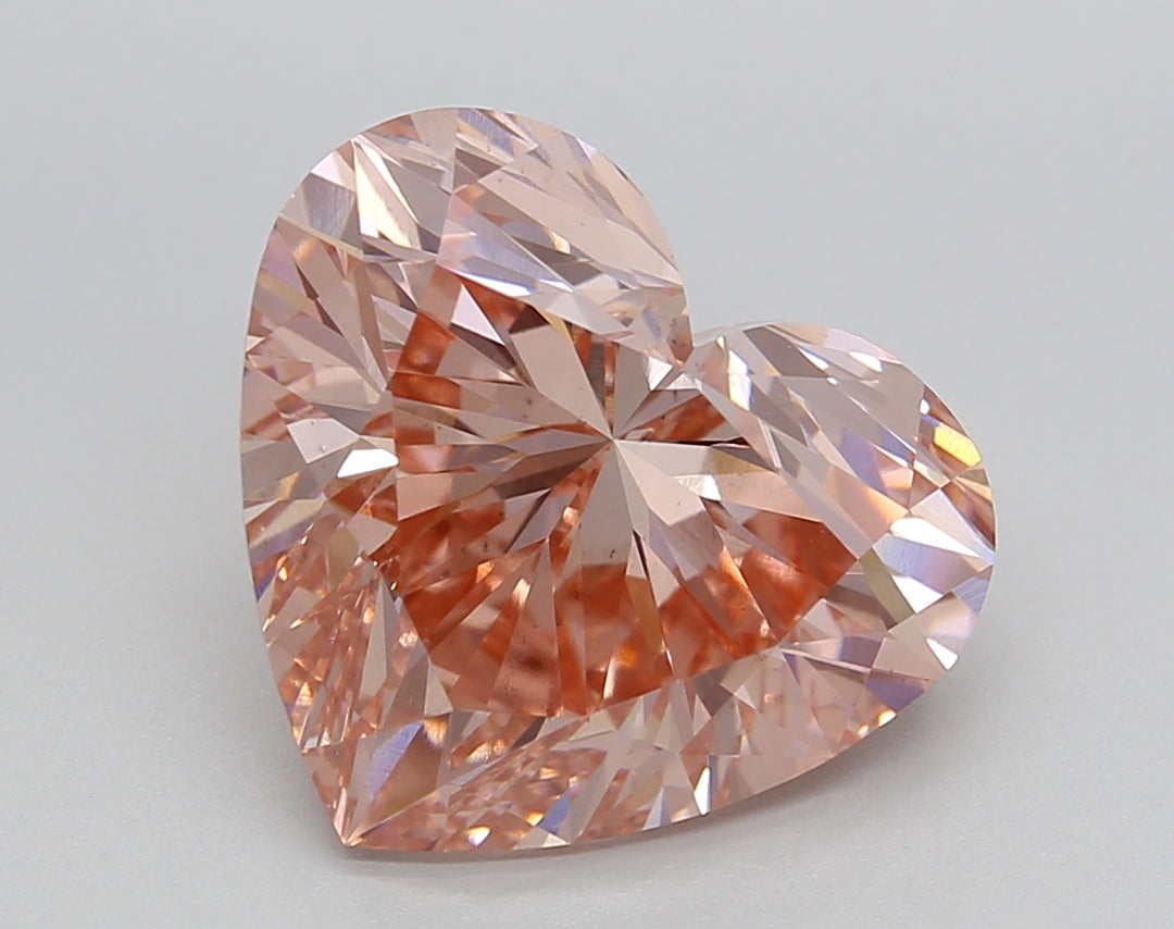 6.07 CT Fancy Intense Pink Heart Cut Lab-Grown Diamond, VS2 Clarity