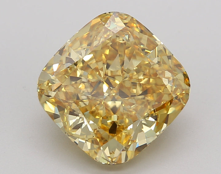 6.10 CT Cushion Cut Lab-Grown Diamond, IGI Certified, Fancy Vivid Yellow, VS2 Clarity