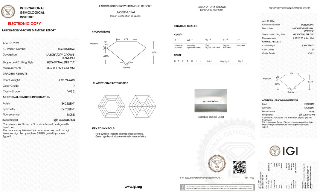 IGI Certified 2.20 Carat Hexagonal Cut Lab-Grown Diamond - VVS2, D Color