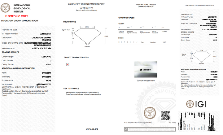 DIAMANT CULTIVÉ EN LABORATOIRE RADIANT DE 1,04 CT CERTIFIÉ IGI | VVS2 | COULEUR