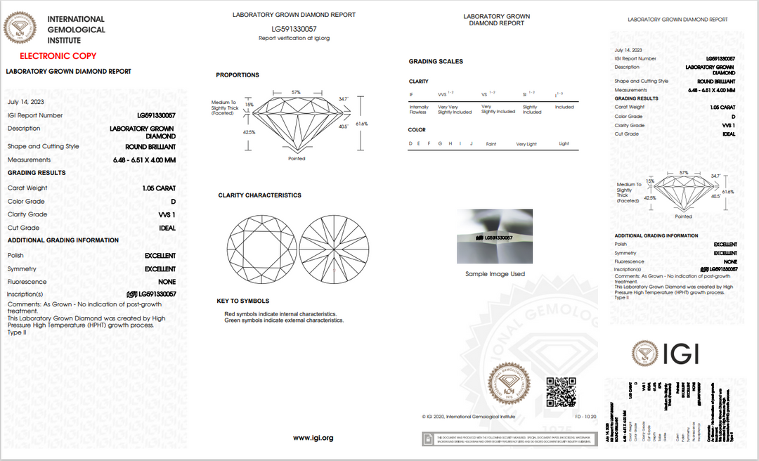 Captivating 1.05 Carat Round Lab-Grown Diamond with Exceptional VVS1 Clarity