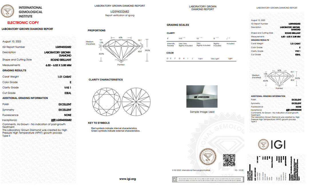 DIAMANT ROND DE LABORATOIRE DE 1,01 CT CERTIFIÉ IGI AVEC CLARTÉ VVS1