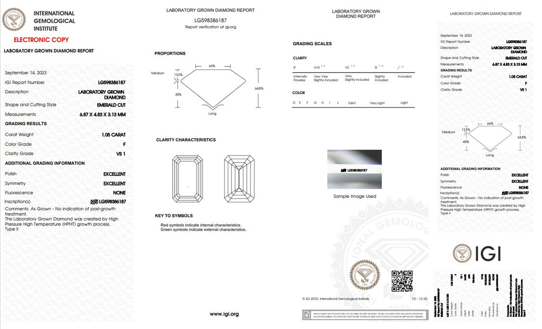 IGI CERTIFIED 1.05 CT EMERALD LAB-GROWN DIAMOND, VS1 CLARITY