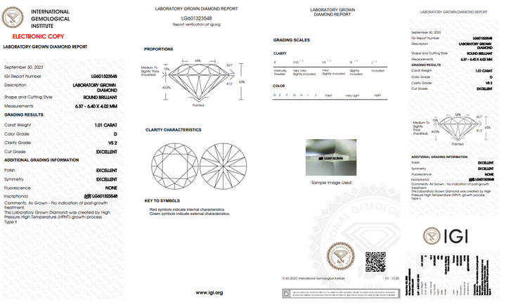 IGI CERTIFIED 1.01 CT ROUND LAB-GROWN DIAMOND | VS2 CLARITY