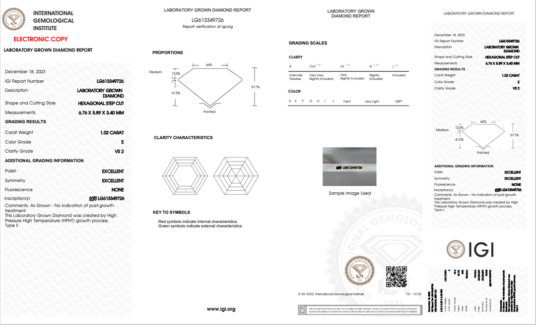 DIAMANT CULTIVÉ EN LABORATOIRE DE 1,02 CT CERTIFIÉ IGI | CLARTÉ VS2 | COULEUR E