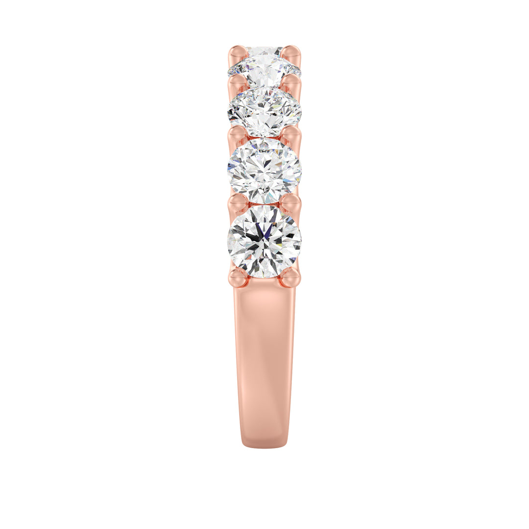 9 Stone Round Cut Lab-Grown Diamond Scallop Half-Eternity Wedding Ring in 18K Rose Gold with EF/VS Diamonds