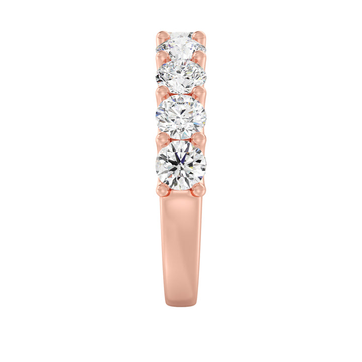 9 Stone Round Cut Lab-Grown Diamond Scallop Half-Eternity Wedding Ring in 18K Rose Gold with EF/VS Diamonds