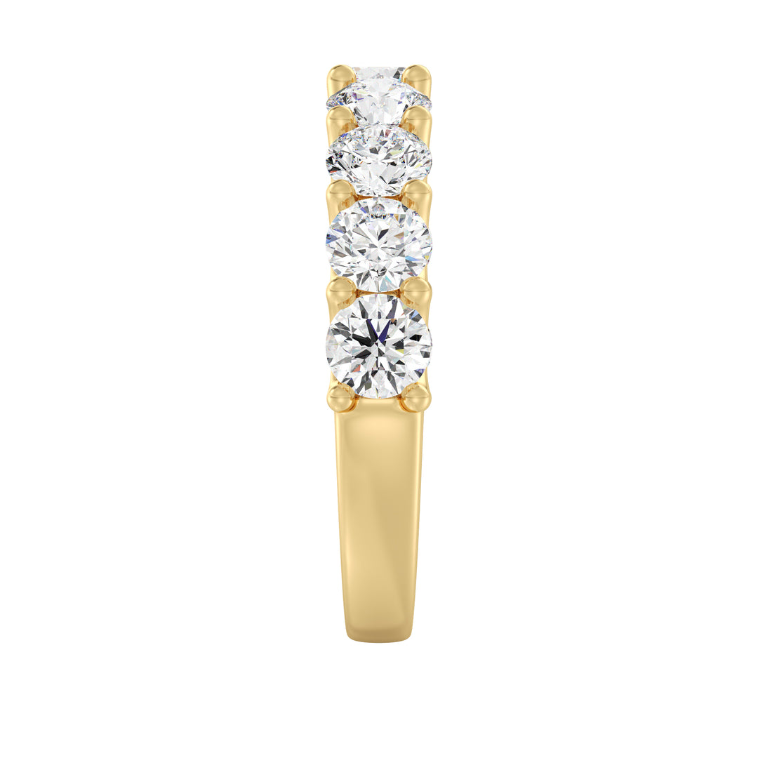 9 Stone Round Cut Lab-Grown Diamond Scallop Half-Eternity Wedding Ring in 18K Yellow Gold with EF/VS Diamonds