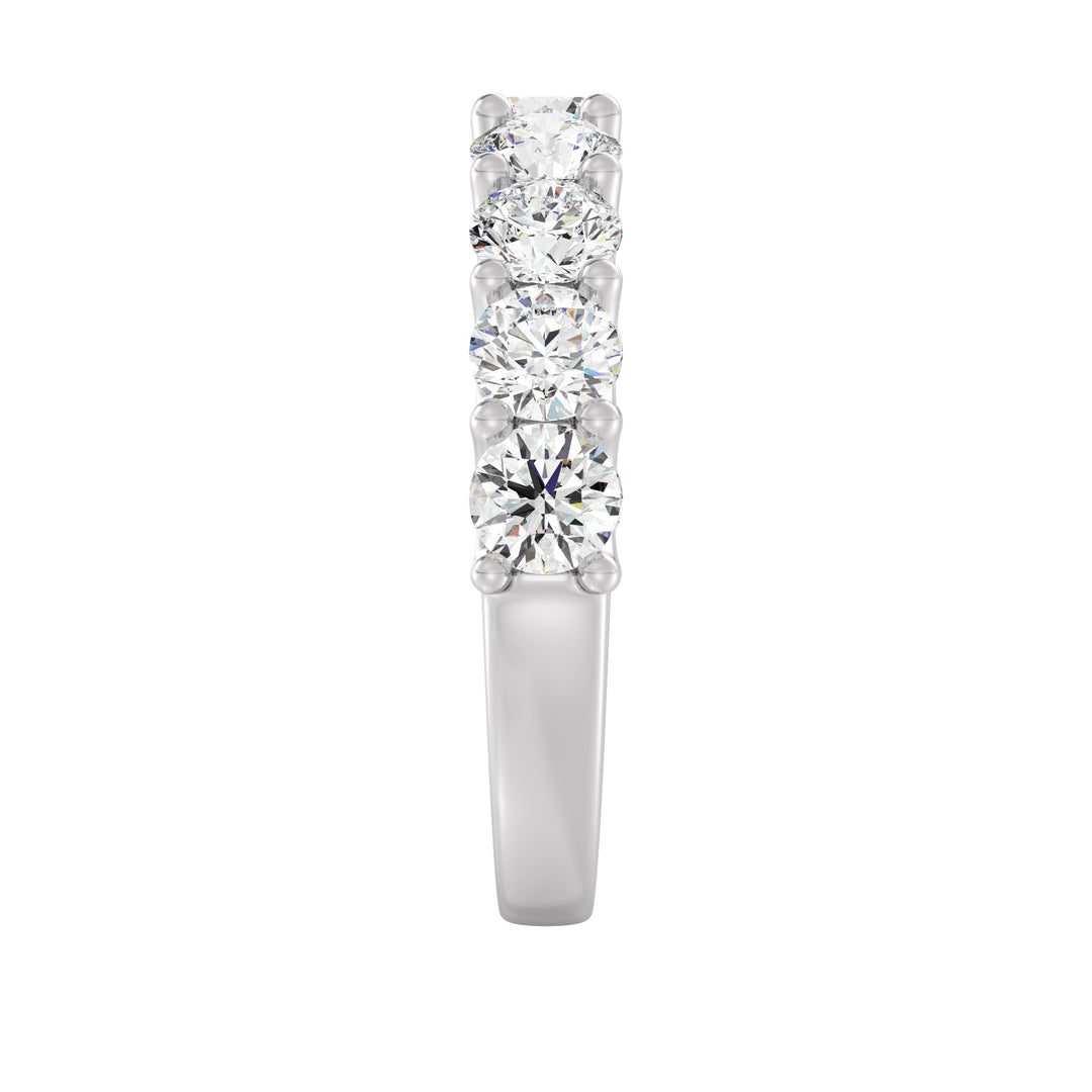 9 Stone Round Cut Lab-Grown Diamond Scallop Half-Eternity Wedding Ring in 18K White Gold with EF/VS Diamonds