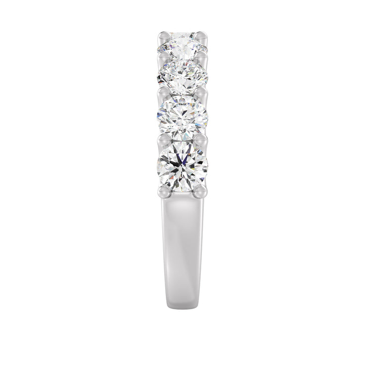 9 Stone Round Cut Lab-Grown Diamond Scallop Half-Eternity Wedding Ring in 18K White Gold with EF/VS Diamonds