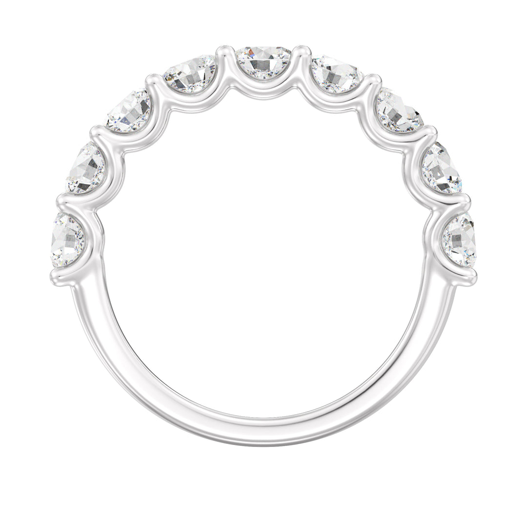 9-Stone Elegant Round Cut Lab-Grown Diamond Scallop Half-Eternity Wedding Ring in 18K Gold