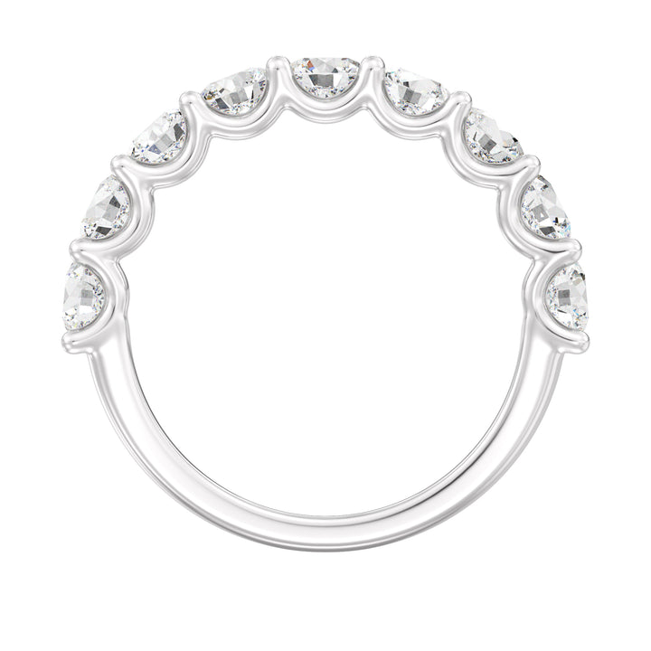 9-Stone Elegant Round Cut Lab-Grown Diamond Scallop Half-Eternity Wedding Ring in 18K Gold