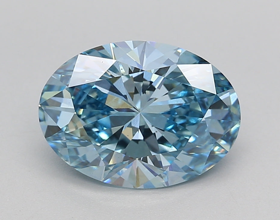 CVD Oval Cut 2.21 ct. Lab Grown Diamond, Fancy Vivid Blue