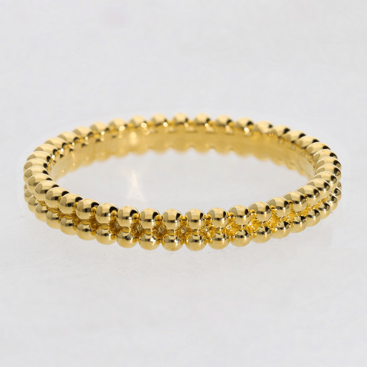 Gold Vermeil Duo Beaded Stacker Ring - Elegant Two-Tone Design