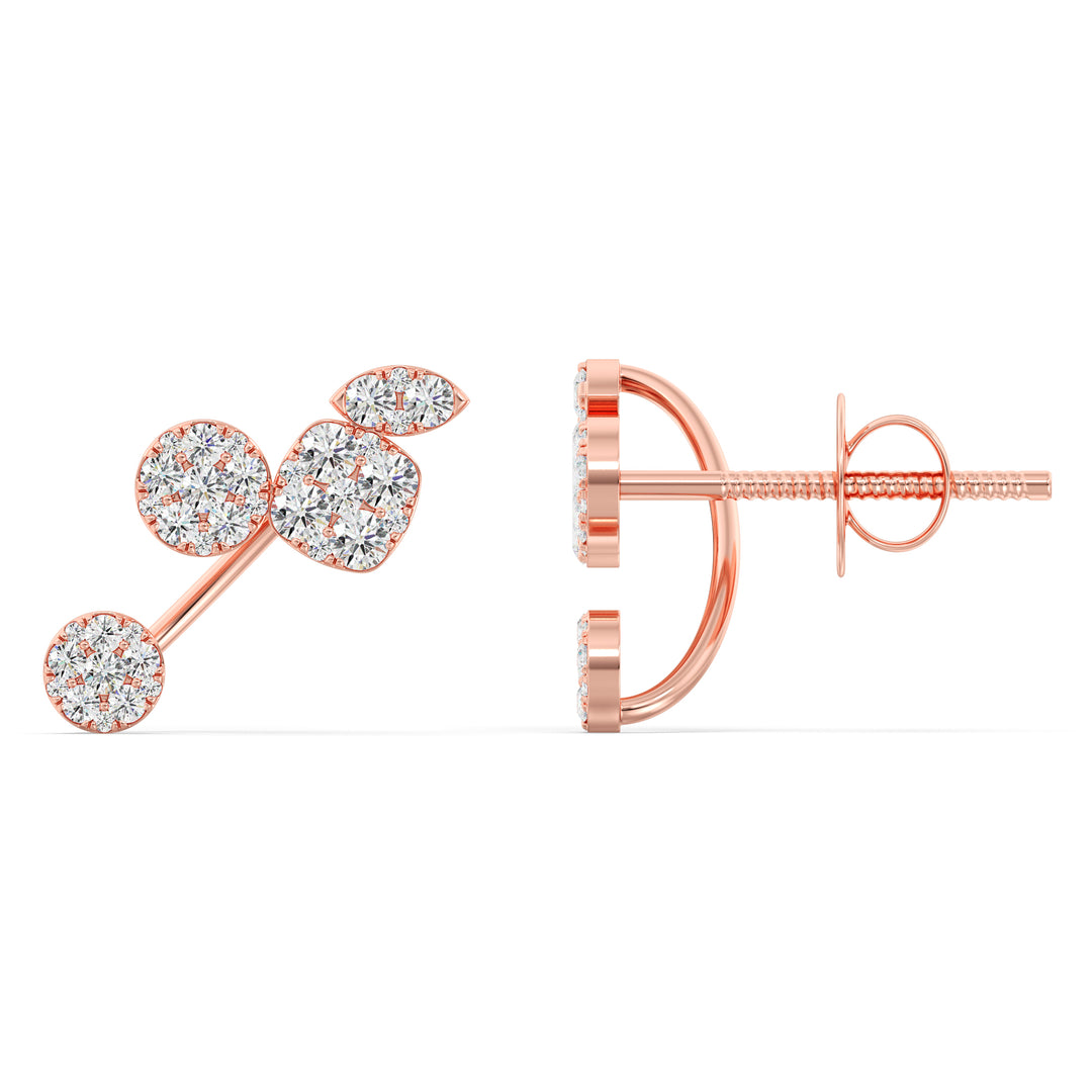 Elegant 18KT Rose Gold Lab-Grown Diamond Stud Earrings for Women – Round-Cut Diamonds with Timeless Sparkle and Style