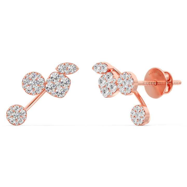 Elegant 18KT Rose Gold Lab-Grown Diamond Stud Earrings for Women – Round-Cut Diamonds with Timeless Sparkle and Style