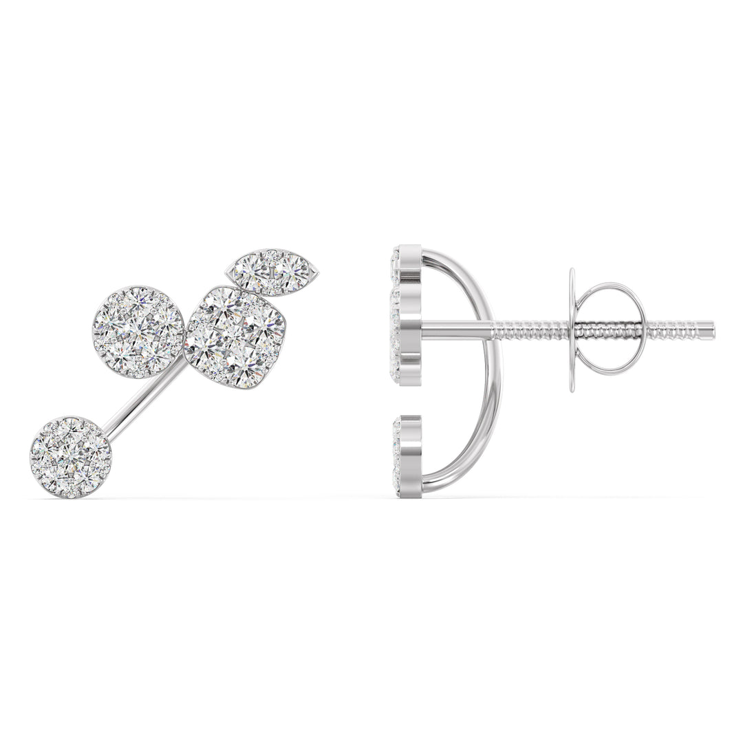 Elegant 18KT White Gold Lab-Grown Diamond Stud Earrings for Women – Round-Cut Diamonds with Timeless Sparkle and Style