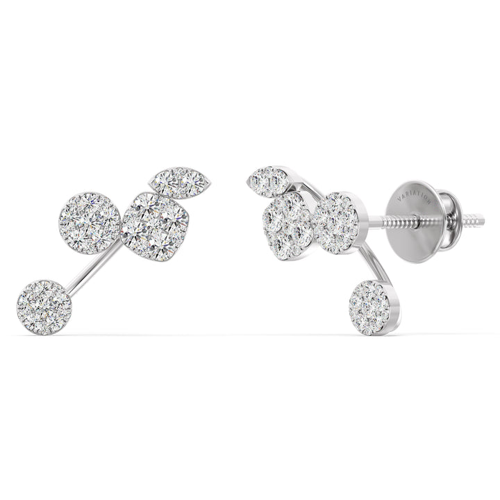 Elegant 18KT White Gold Lab-Grown Diamond Stud Earrings for Women – Round-Cut Diamonds with Timeless Sparkle and Style